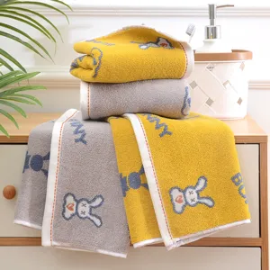 Toalla de baño de algodón gruesa suave y absorbente para adultos parejas gris amarillo