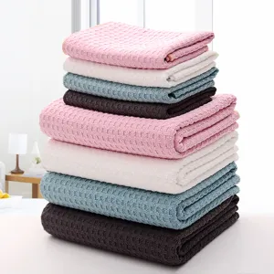 Waffle weave bath towel set soft absorbent quick drying multi color home hotel daily use
