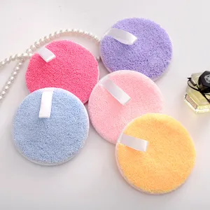 Bunte runde Gesichtsreinigungsschwämme mit Bandlaschen für Make-up-Entfernung und Hautpflege
