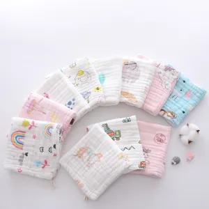 Toallitas de gasa de algodón puro para bebés, toallas faciales absorbentes suaves de 6 capas