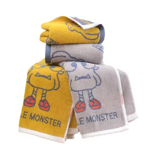 Toalla de cara de algodón gruesa suave absorbente pareja con estampado de monstruo lindo