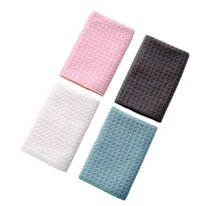 Waffle weave bath towel set, quick-drying absorbent soft face towels for adults