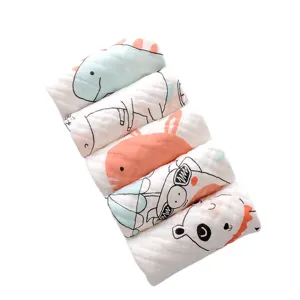 Gasa de algodon bebe toallita seis capas absorbente suave facial con dibujo animado bonito