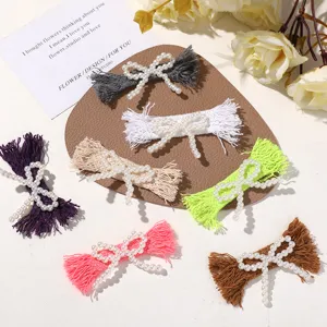 Minimalist Handmade Fabric Artificial Pearl Bow Hair Clip Cute Hair Accessories For Women Daily Hair Styling
