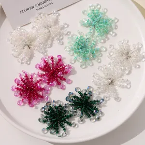 Colorful sequin crystal beaded flower DIY jewelry accessories for handmade earrings and brooches.
