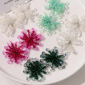 Details of colorful crystal beaded sequin flower DIY accessories for earrings and brooches.