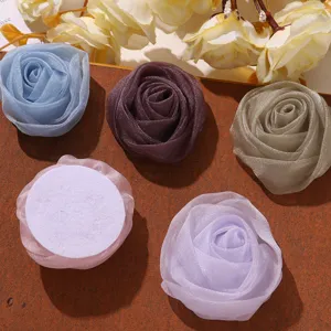 Fleurs de roses 3D en organza coreen accessoires DIY pour accessoires de cheveux et vetements