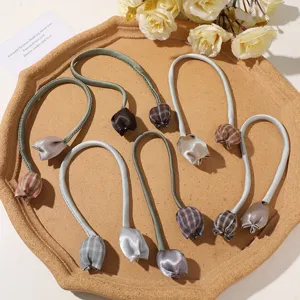 Sweet tulip double-ended hair ties fabric DIY accessories for cute bags and hair decoration.