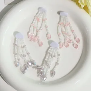 Borlas de cuentas de cristal hechas a mano accesorios para el cabello DIY para Hanfu.
