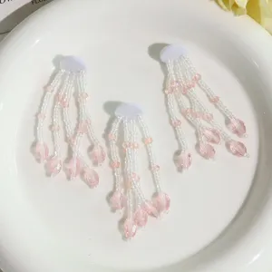 Borlas de cuentas de cristal transparentes accesorios DIY para horquillas y pendientes de estilo Hanfu.