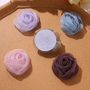 Style coréen organza 3D fleur de rose DIY accessoires pour cheveux vêtements artisanat