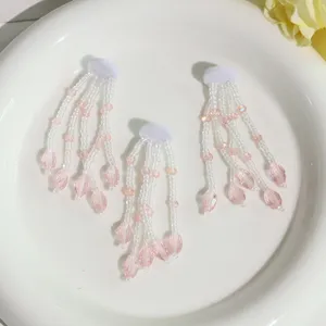 Accesorios para el cabello DIY de borlas de cuentas de cristal hechos a mano para Hanfu.