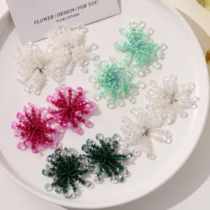 Colorful crystal beaded flower DIY accessories, sparkling sequin fireworks jewelry charms.