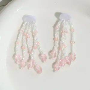 Accesorios borla de cuentas hechos a mano cuentas de arroz transparentes dijes cabello.