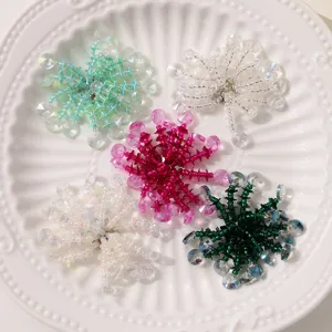 Korean style shiny crystal beaded firework flower DIY earrings brooch accessories