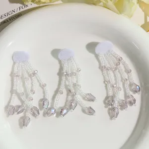 Borlas de cuentas de cristal hechas a mano accesorio de pelo DIY para manualidades.