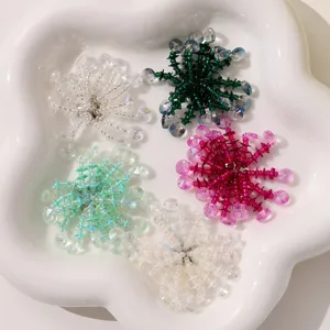 Colorful crystal beaded firework flower DIY accessories for earrings, brooches and shoe buckles.
