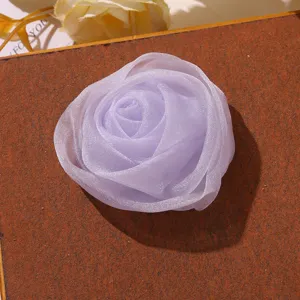 Style coréen rose en organza fleur DIY accessoire de cheveux matériel de vêtement