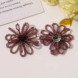 Perlen hohle Blume DIY Zubehör, französische lila handgemachte Floral charms für Schmuck.