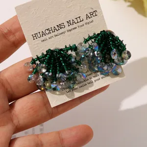 Korean style fashion sequin crystal beaded firework tassel flower DIY ear studs shoe charms accessories