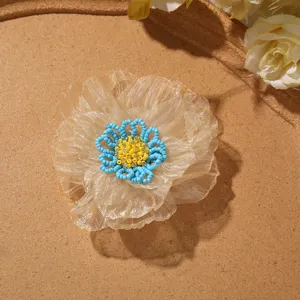 Organza Beaded Flower DIY Hair Accessory Wedding Dress Garment Craft Detail Display