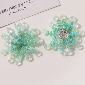 Mint green crystal beaded flower accessories DIY earrings brooch shoe charms jewelry making