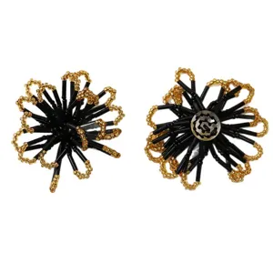 Französisch elegant zweifarbige Perlen hohle Blume DIY leichte Luxus Ohrringe Brosche Haar Zubehör