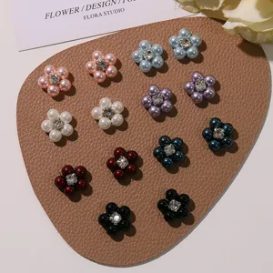 Baroque pearl flower rhinestones DIY charms for nail art earrings hair accessories set