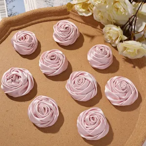 Flores de rosa de satin rosa para ropa DIY vestido de novia y broche decoracion detalle
