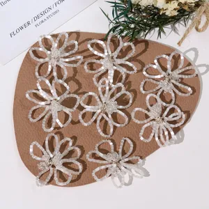 White beaded flower DIY jewelry accessories, hollow design for handmade earrings and hair clips.