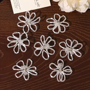White beaded flower DIY accessories, hollow tube beads, perfect for earrings and hair clips.
