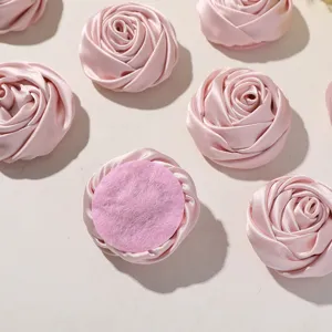 Flores de rosa de cinta de satén rosa accesorios de ropa DIY artesanía apliques hechos a mano