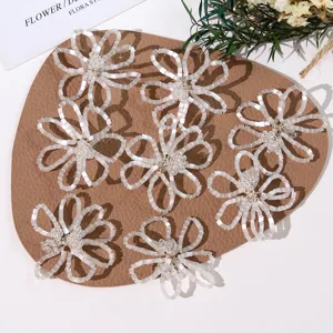 White beaded flower DIY accessories for earrings, brooches, and hair clips. Minimalist design.
