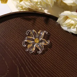 Accessoire de cheveux bricolage fleur à six pétales strass dorés rétro bord roulé.