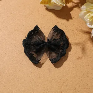 Zwarte kanten strik accessoire voor haarspeld schoenbloem DIY ambachtelijke decoratie.