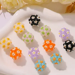 Colorful 3D daisy beaded glass flower balls for DIY fresh forest style earrings and hair accessories
