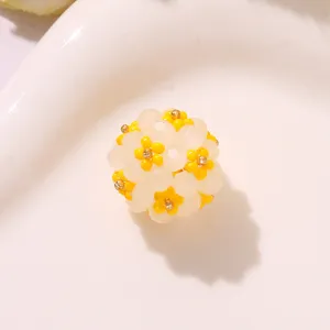 Handmade beaded flower ball charm colorful daisy seed bead DIY jewelry accessory detail