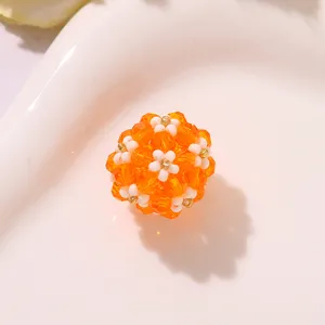 DIY beaded glass flower ball charm, 3D daisy crystal bead for handmade earrings hair accessories