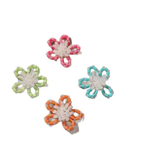 Colorful beaded flower DIY accessories for cute earrings, rings, and hair clips decoration.