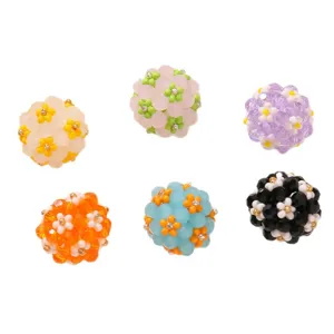 Colorful 3D daisy beaded flower balls for DIY earrings and hair accessories crafting.