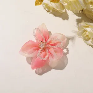 Gradient organza five-petal flower hair accessory diy headdress hair rope apparel material