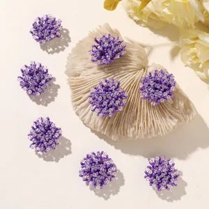 Racimo de Flores de Cuentas de Vidrio Púrpura Taro Accesorio de Joyería DIY para Pendientes Pinzas para el Cabello Decoraciones de Zapatos Estilo Dulce Tejido a Mano