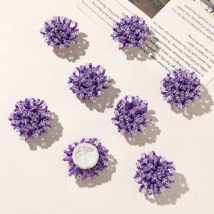 Ramos de cuentas de cristal morado taro hechos a mano para pendientes y accesorios de bricolaje.