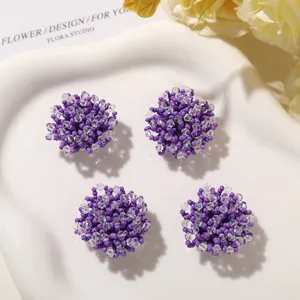 Racimos de cuentas de cristal morado, accesorios DIY hechos a mano para pendientes dulces.