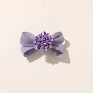 Lazo de tela morada con cuentas de cristal para pendientes pinzas y accesorios de zapatos