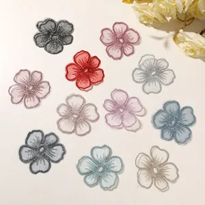 Flor de Bordado de Encaje de Organza Decoración Hecha a Mano DIY Accesorios de Ropa Parche Floral para Ropa Bolso Sombrero Adornos
