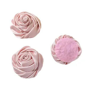 Flores de tela de raso rosa DIY horquillas broche accesorios para decoración de bodas