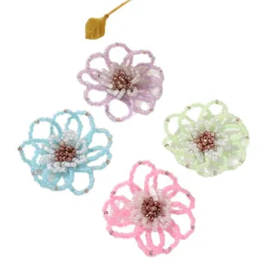 Frosted beaded hollow flower DIY accessories, cute multi-color floral charms for hair and clothes.