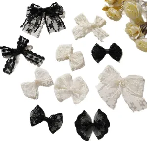 Zwarte witte kant strik DIY accessoires haarspeld schoen bloem kleding decoratie shop.