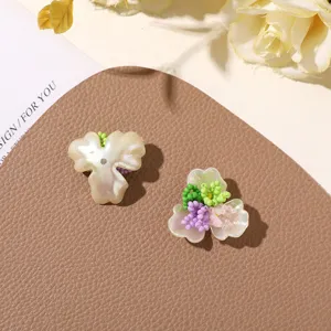 Forest style seed bead three petal flower DIY earring shoe buckle accessories craft supplies.